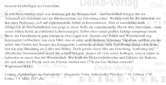 Alessandro Volta - Personenrätsel KW 0927
