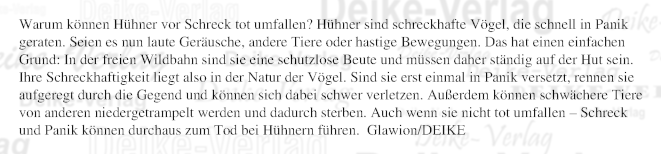 Warum können Hühner vor Schreck tot umfallen?