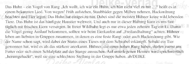 Das Huhn – ein Vogel von Rang