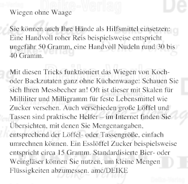 Wiegen ohne Waage