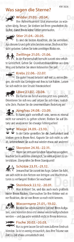 Wochenhoroskop KW 3826