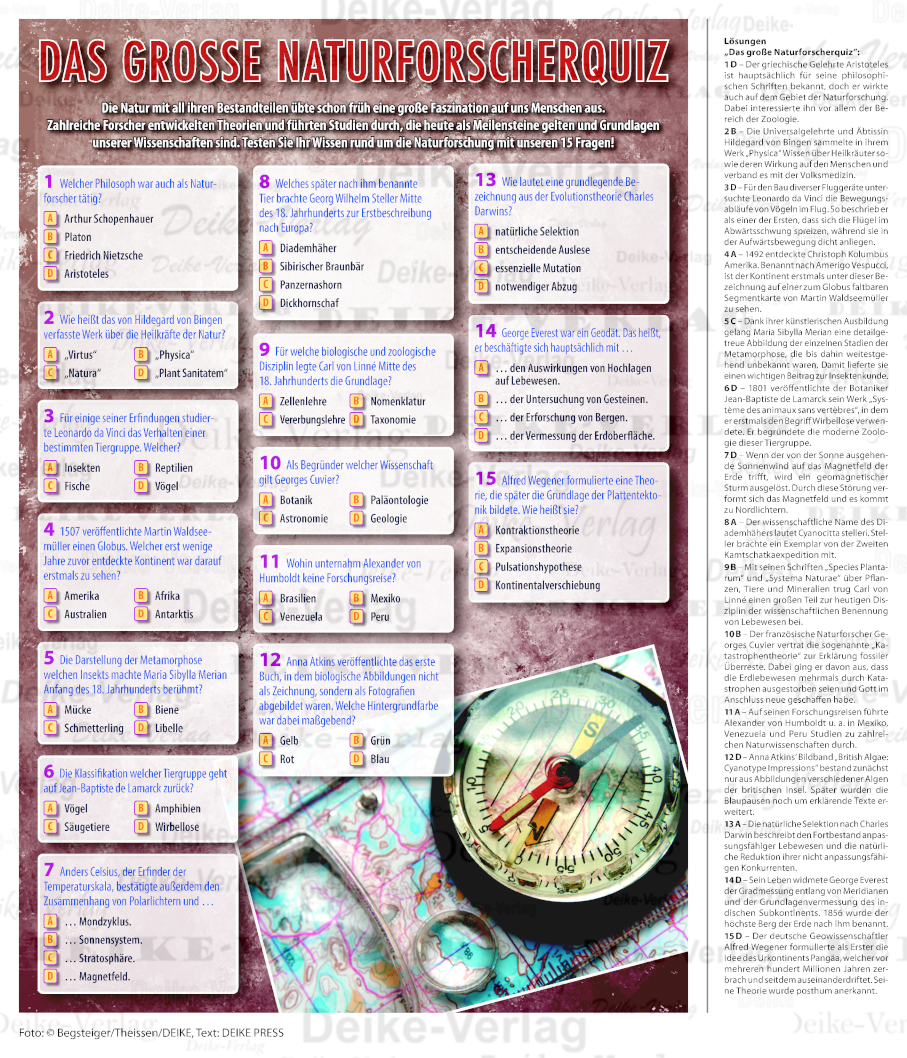 Naturforscher - Quizpaket mit 15 Fragen
