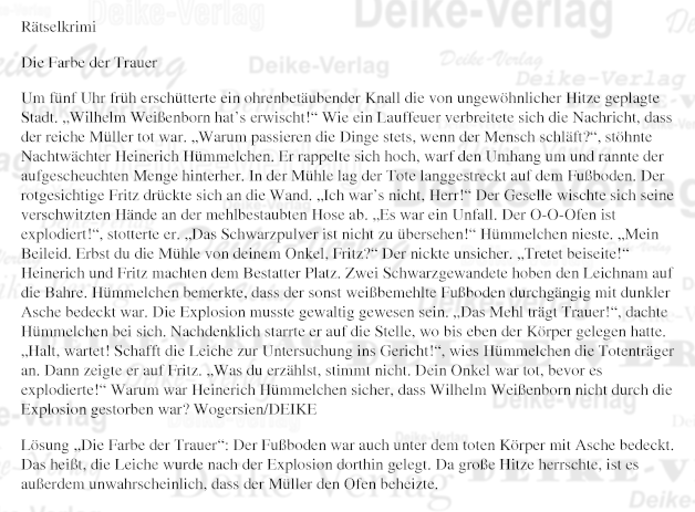 Die Farbe der Trauer Heinerich Hümmelin (Rätselkrimi)