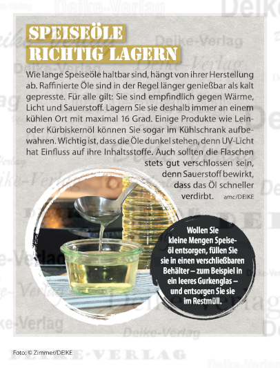 Speiseöl richtig lagern