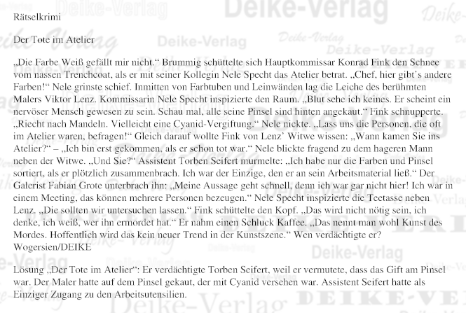 Der Tote im Atelier - Rätselkrimi (Fink und Specht)