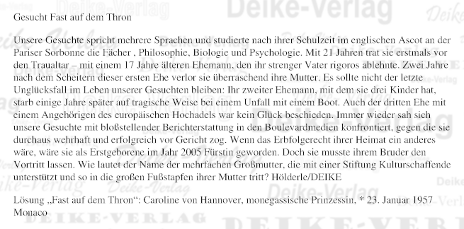 Caroline von Hannover - Personenrätsel KW 0627