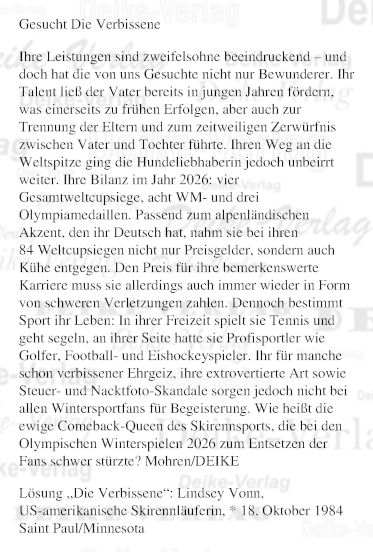 Lindsey Vonn - Personenrätsel KW 0427