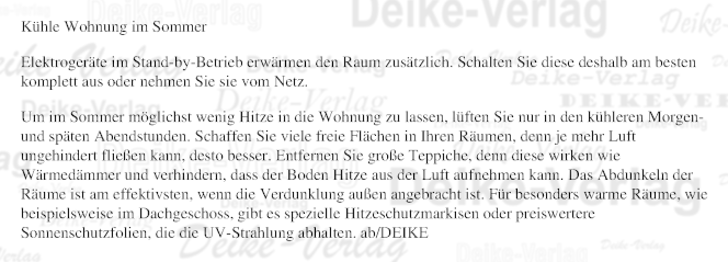 Kühle Wohnung im Sommer