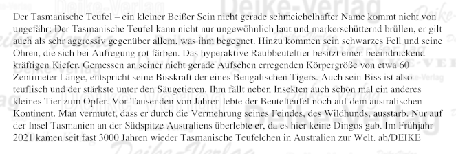 Der Tasmanische Teufel – ein kleiner Beißer