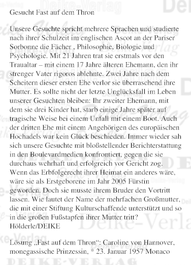 Caroline von Hannover - Personenrätsel KW 0627