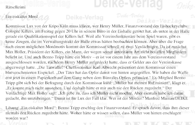 Ein eiskalter Mord (Kommissar Lux)