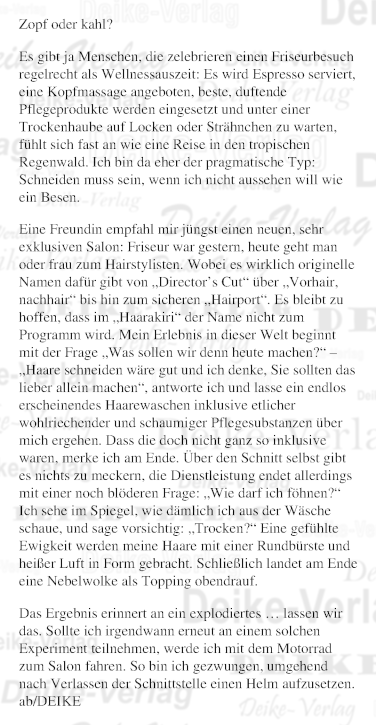 Zopf oder kahl