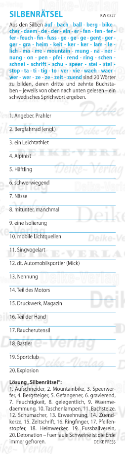 Wer viele Eisen im Feuer hat, dem werden einige kalt - Silbenrätsel KW 0227