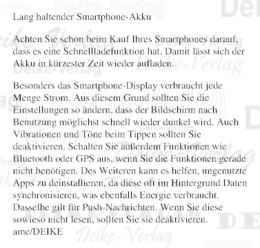 Lang haltender Smartphone Akku