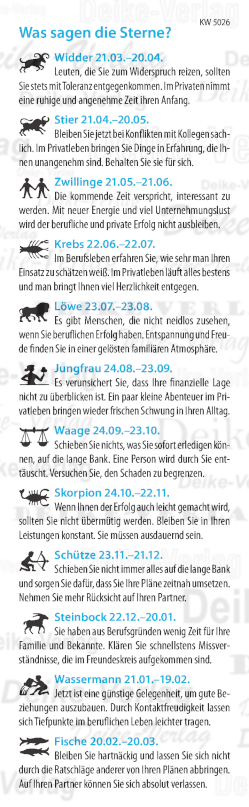 Wochenhoroskop KW 5026