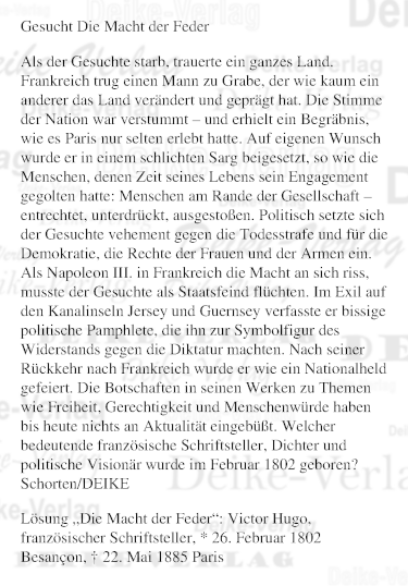 Victor Hugo - Personenrätsel KW