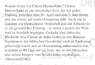 Warum feiern wir Christi Himmelfahrt?