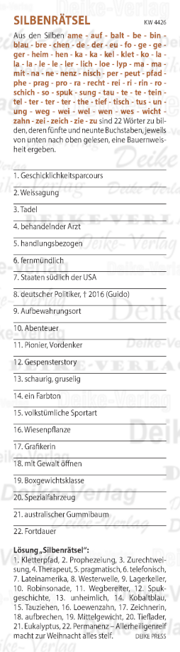 Allerheiligenreif macht zur Weihnacht alles steif - Silbenrätsel KW 4426