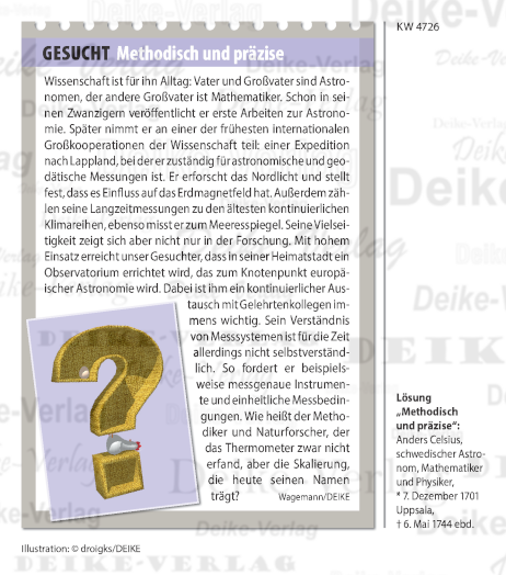Anders Celsius - Personenrätsel KW 4826