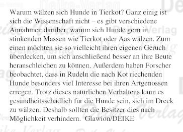 Warum wälzen sich Hunde in Tierkot?