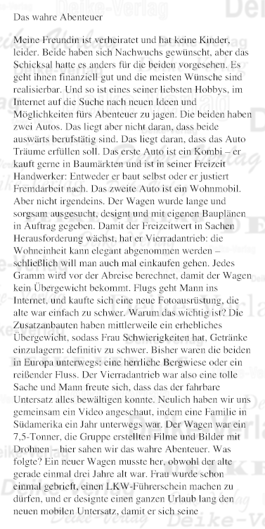 Da wahre Abenteuer