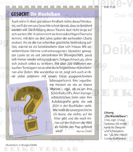 Cher (Personenrätsel) KW 2126