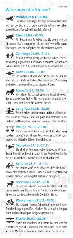 Wochenhoroskop KW 5326