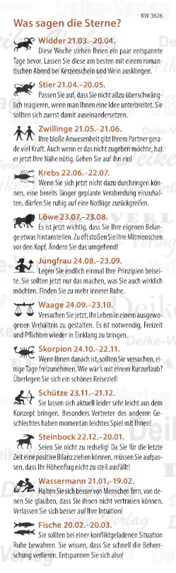 Wochenhoroskop KW 3626