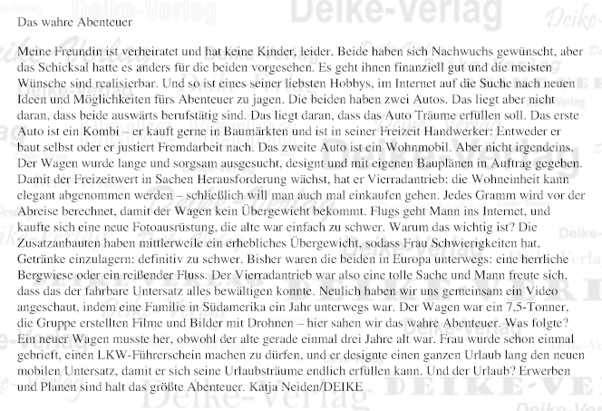 Da wahre Abenteuer