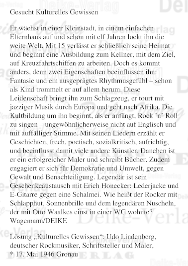 Udo Lindenberg (Personenrätsel) KW 2026