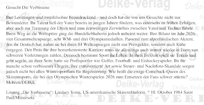 Lindsey Vonn - Personenrätsel KW 0427