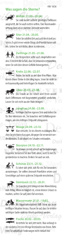 Wochenhoroskop KW 1826