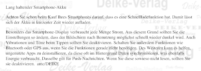 Lang haltender Smartphone Akku