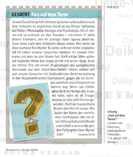 Caroline von Hannover - Personenrätsel KW 0627