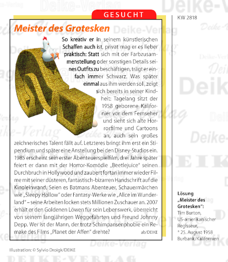 Tim Burton Personenrätsel KW 2518
