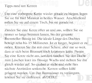 Tipps rund um Kerzen