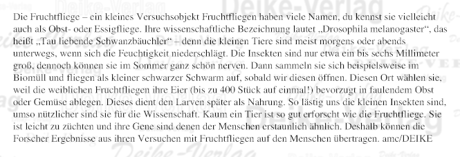 Die Fruchtfliege – ein kleines Versuchsobjekt