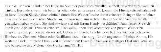 Trinken bei Hitze