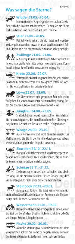 Wochenhoroskop KW 0927
