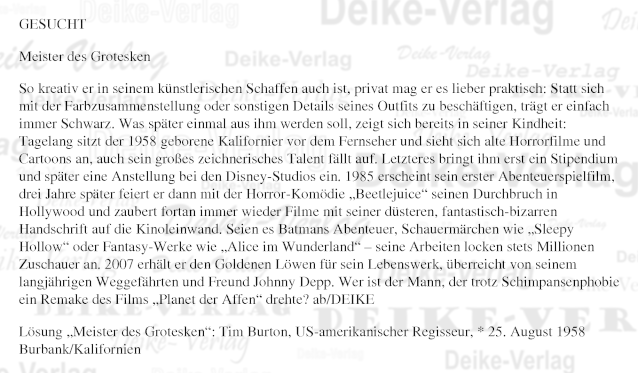 Tim Burton Personenrätsel KW 2518