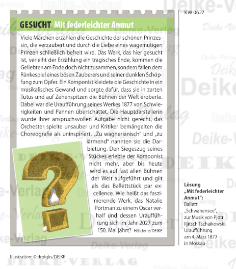 Schwanensee - Texträtsel KW
