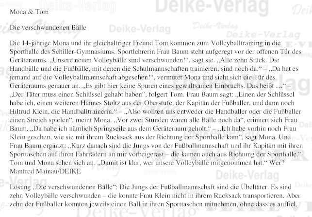 Die verschwundenen Bälle (Mona und Tom)