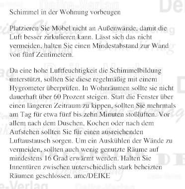 Schimmel vorbeugen