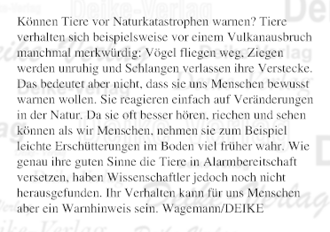 Können Tiere vor Naturkatastrophen warnen?