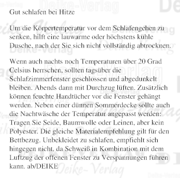 Gut schlafen bei Hitze