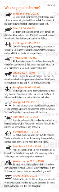Wochenhoroskop KW 3426