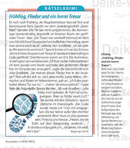 Frühling, Flieder und ein leerer Tresor (Fink und Specht)