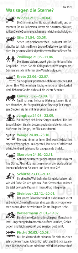 Wochenhoroskop KW 1526