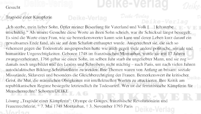 Olympe de Gourges - Personenrätsel KW 1823