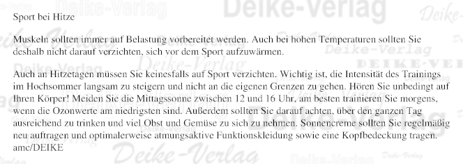 Sport bei Hitze